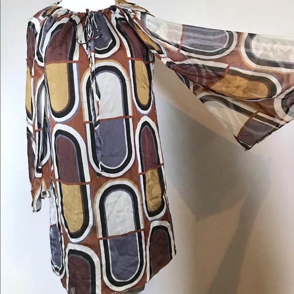 Vintage Mod Silk Chiffon Dress - Picture 2 of 9